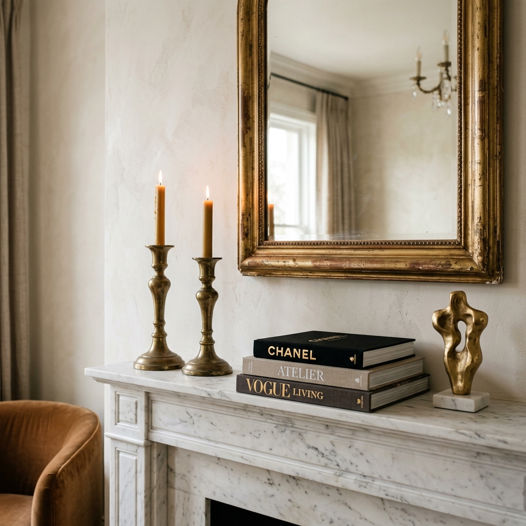 Styled Luxury Marble Fireplace Mantel
